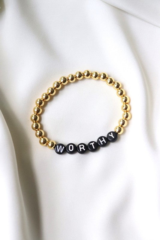 Worthy Black Bead Bracelet - Gold - Hope + Freya