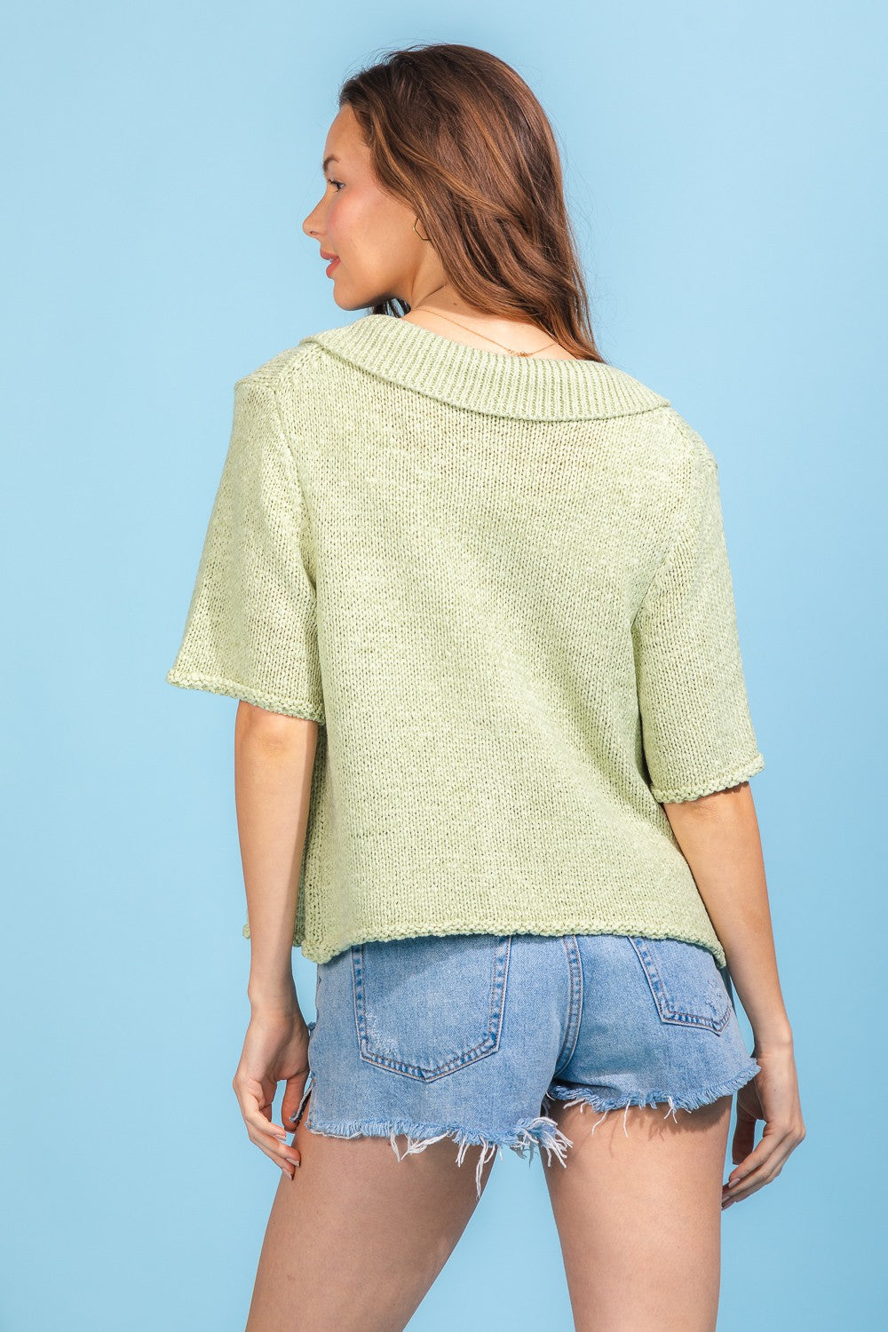 Before You Go Polo Cardigan - Sage - Hope + Freya