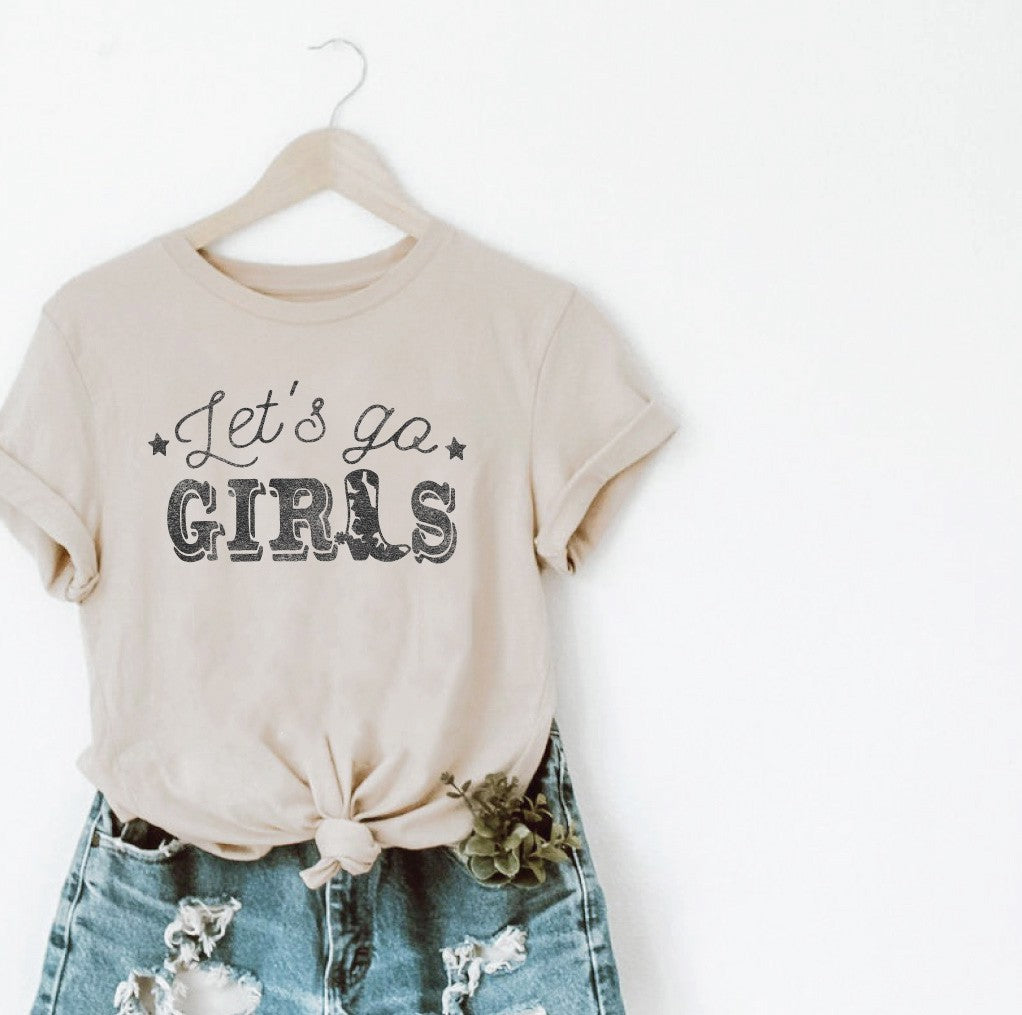 "Let's Go Girls" Graphic Tee - Tan - Hope + Freya