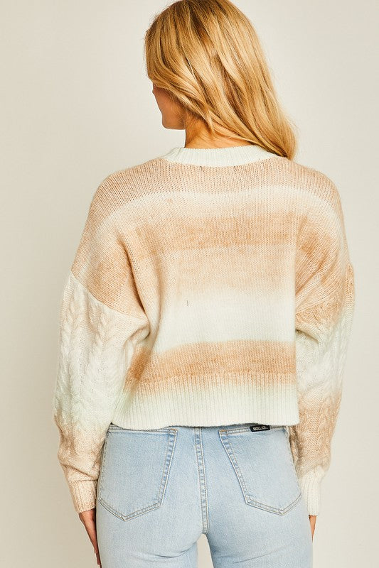 Gradient Cable Knit Sweater - Khaki - Hope + Freya