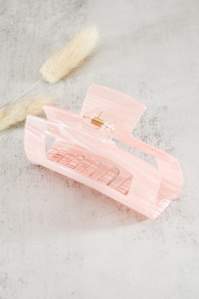 Glossy Rectangle Claw Clip - Pink - Hope + Freya