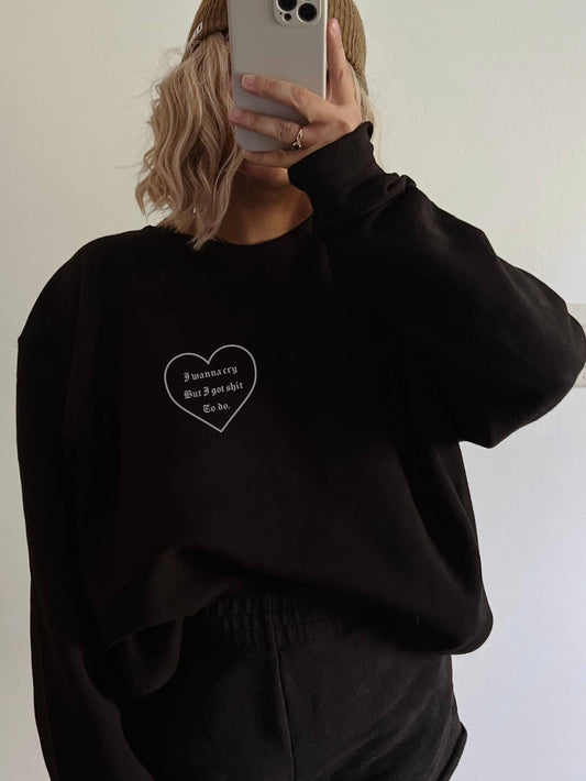 S-3X I Wanna Cry Crewneck - Black - Hope + Freya