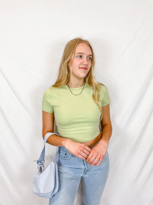 Act Casual Cropped Tee - Pastel Green - Hope + Freya