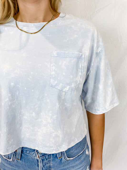 Feel Good Cropped Pocket Tee - Arctic Blue - Hope + Freya