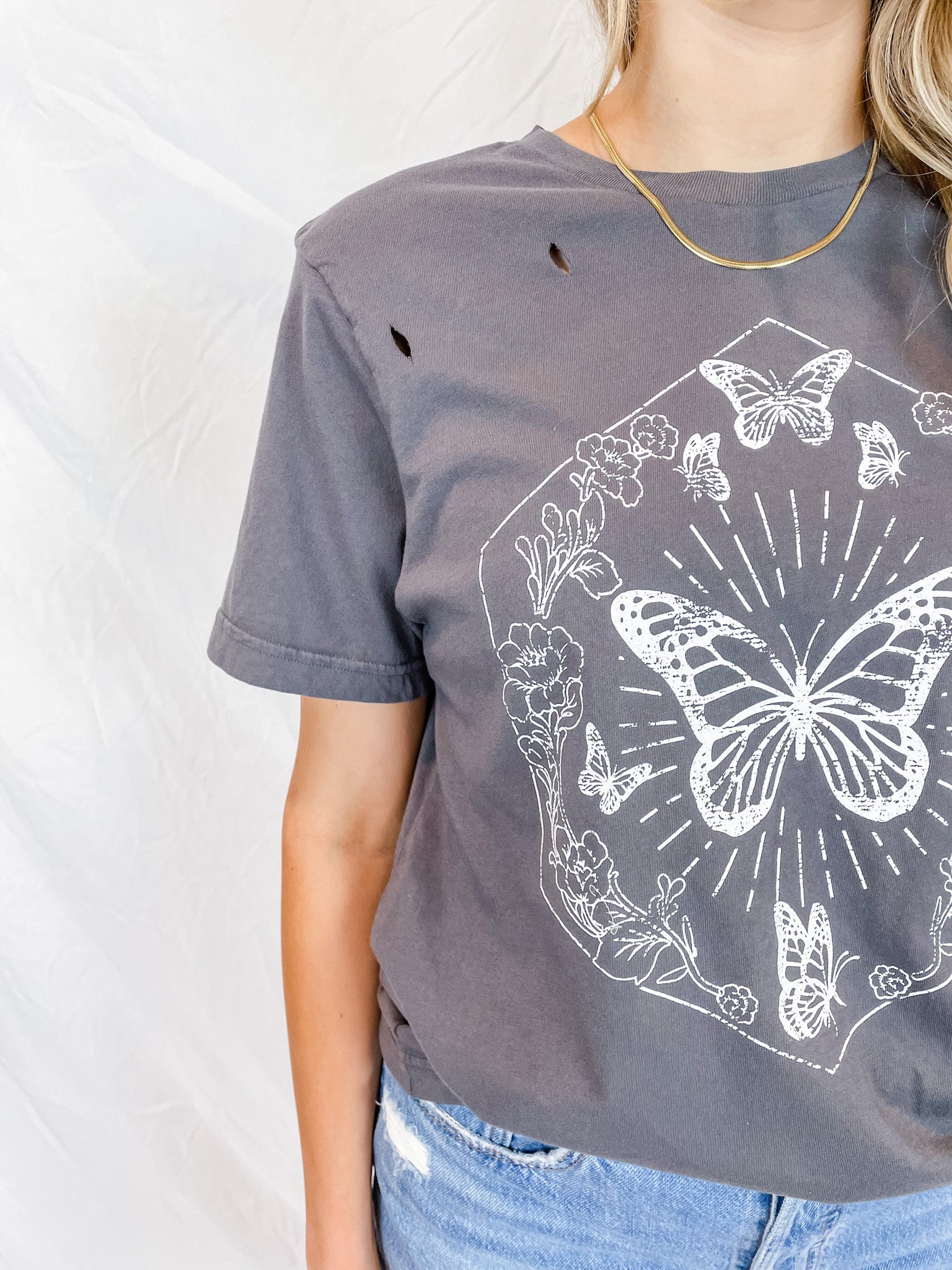 Butterfly Graphic Tee - Charcoal - Hope + Freya