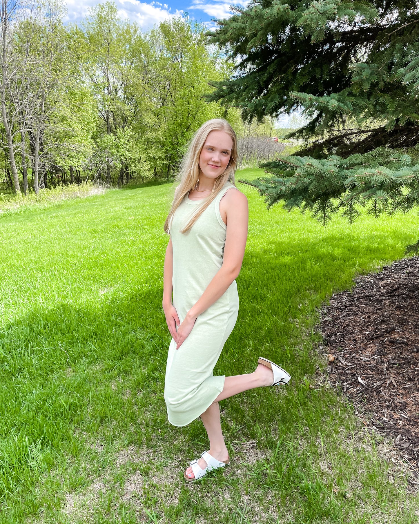 Casual Weekend Midi Dress - Pastel Green - Hope + Freya