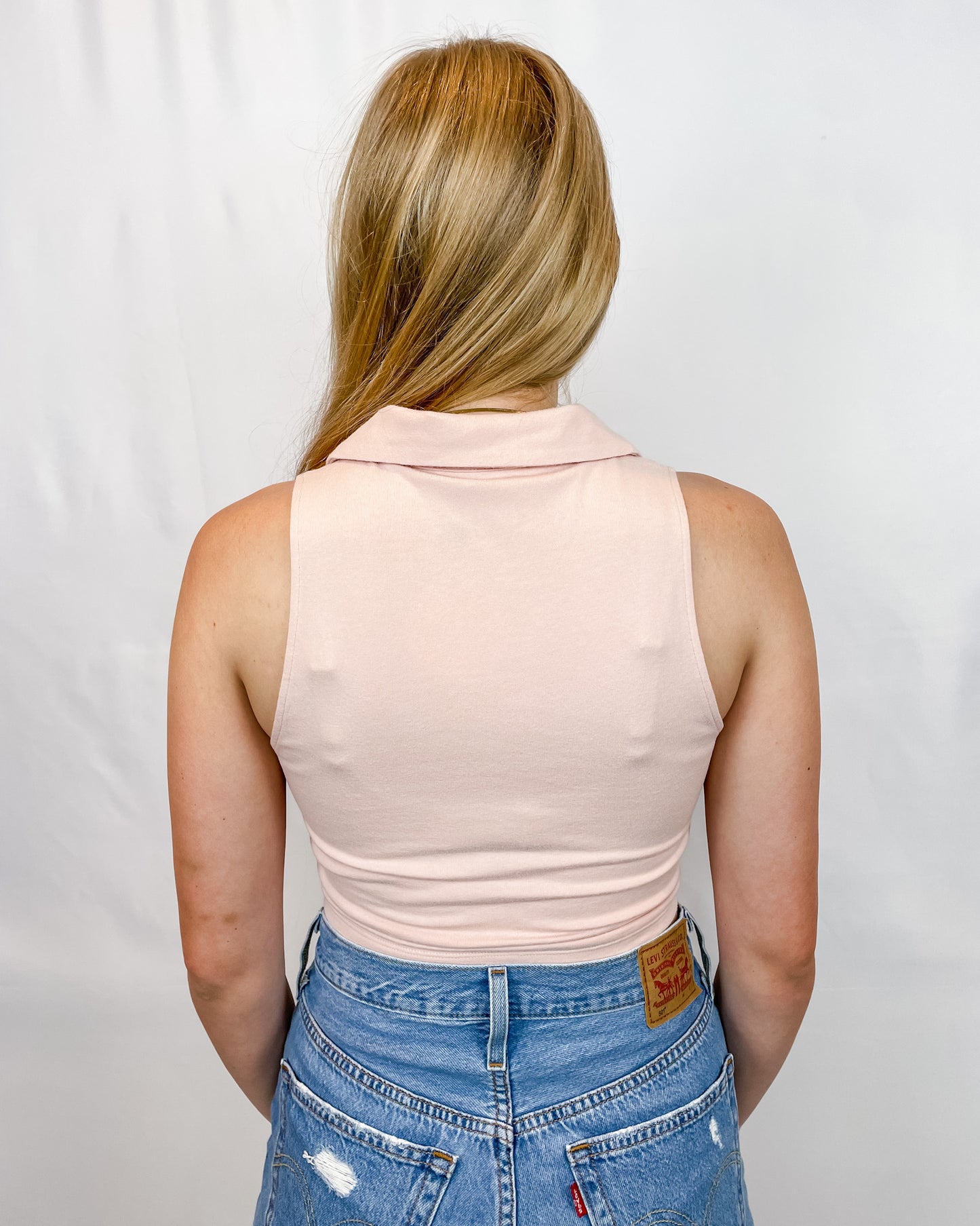 Think It Through Polo Cropped Tank - Pastel Pink - Hope + Freya