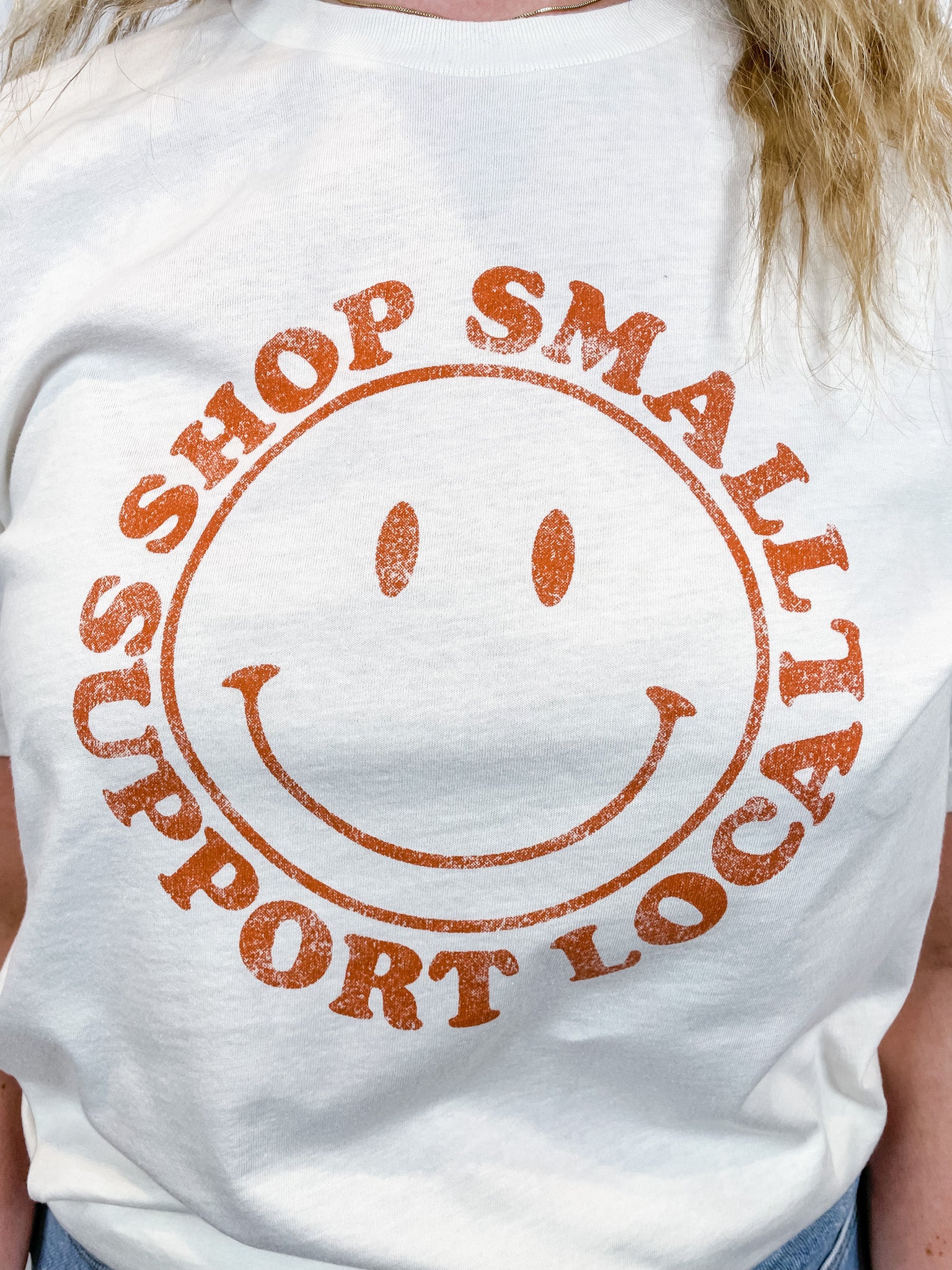 Shop Small Smiley Graphic Tee - Vintage White - Hope + Freya