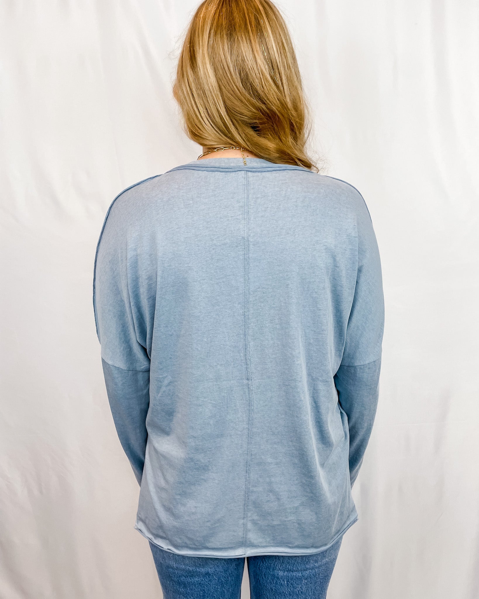 Ronan Raw Hem Long Sleeve - Cloud - Hope + Freya