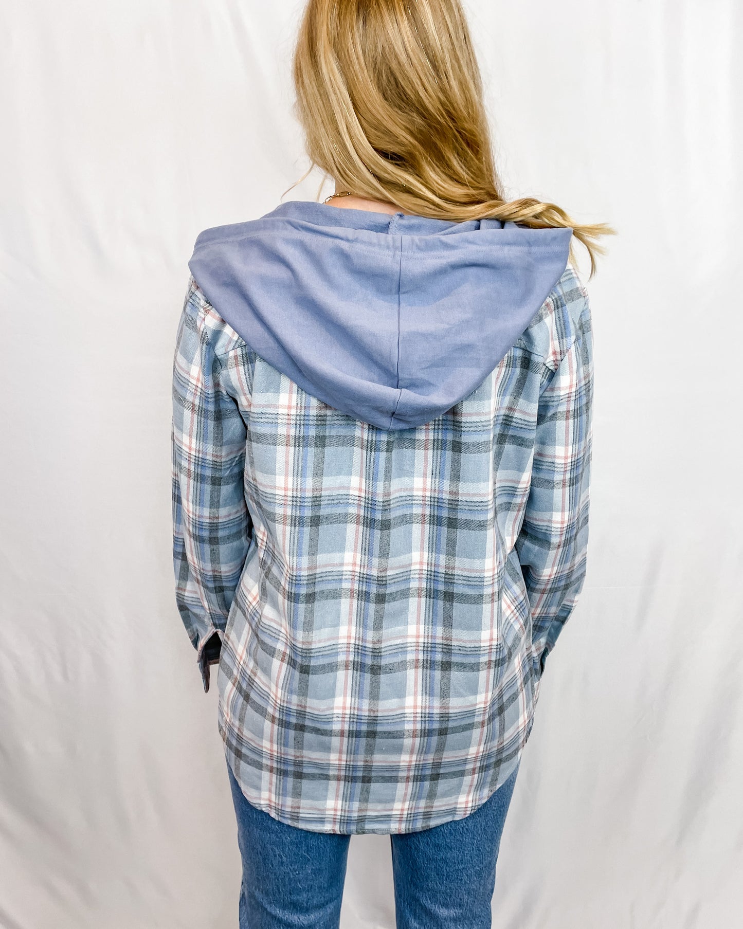 In A Pinch Plaid Shirt Jacket - Blue - Hope + Freya