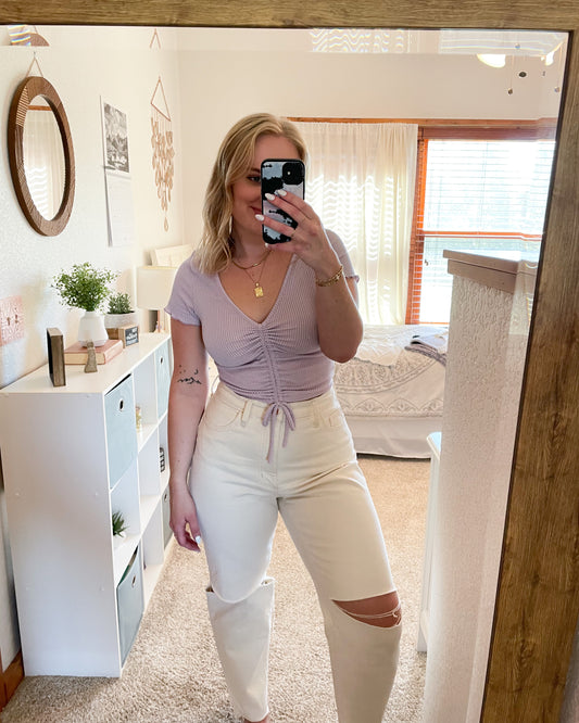 Evelyn Ruched Front Top - Lavender - Hope + Freya