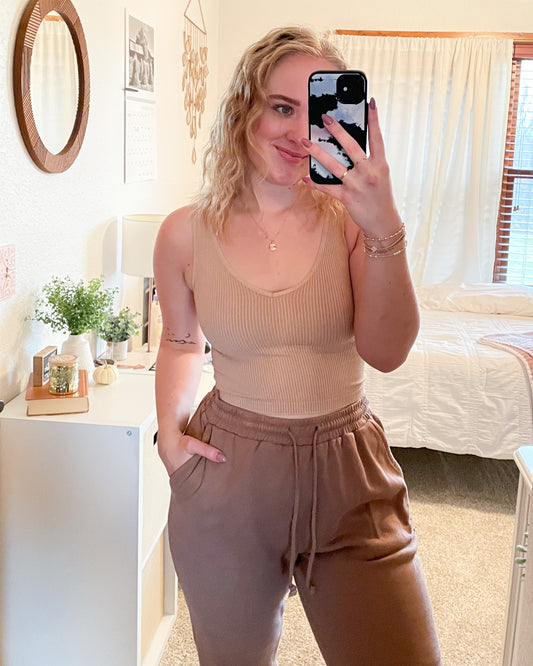 Vintage V-Neck Crop Top - Vintage Beige - Hope + Freya