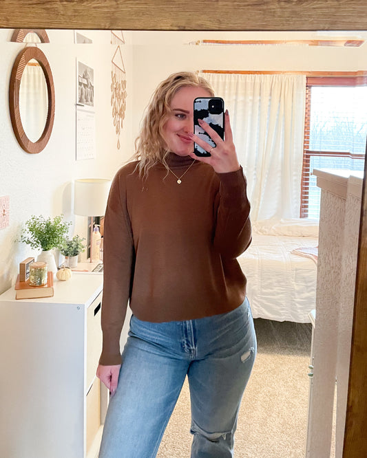 Whole Hearted Mock Neck Sweater - Tiramisu - Hope + Freya