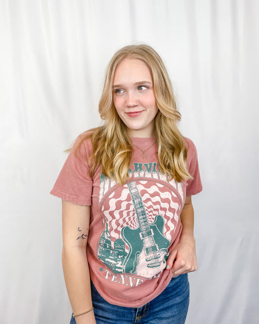 Nashville Graphic Tee - Brick - Hope + Freya