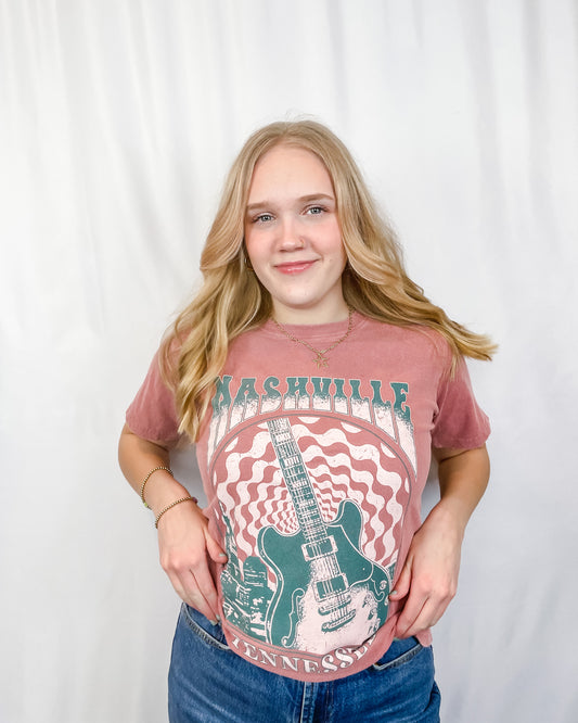 Nashville Graphic Tee - Brick - Hope + Freya