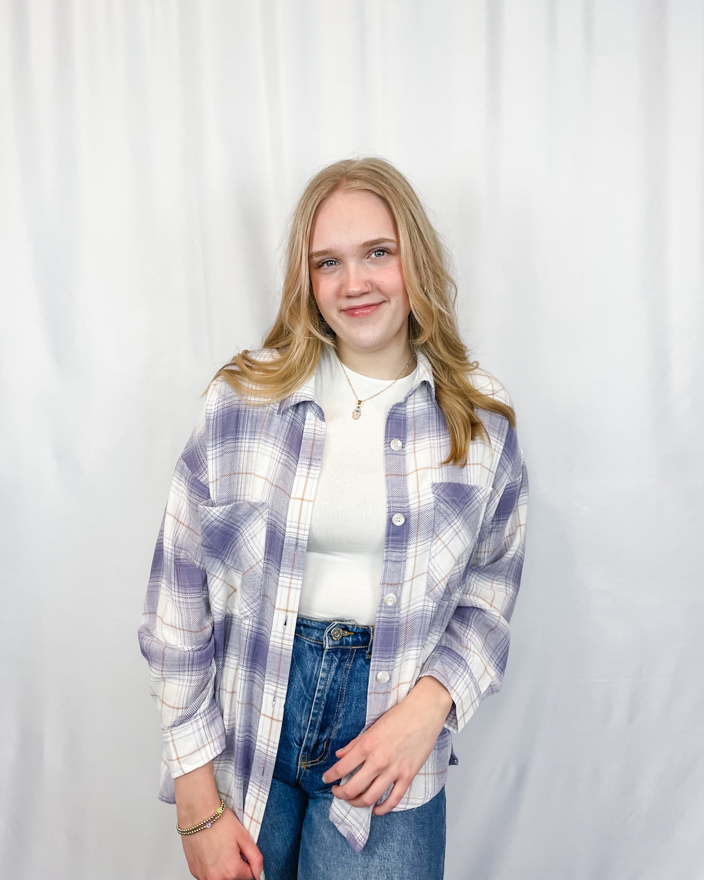 Lavender Haze Plaid Shirt - Lavender - Hope + Freya