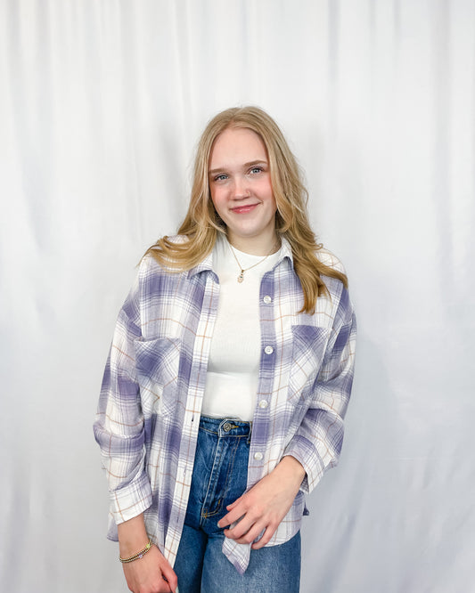 Lavender Haze Plaid Shirt - Lavender - Hope + Freya