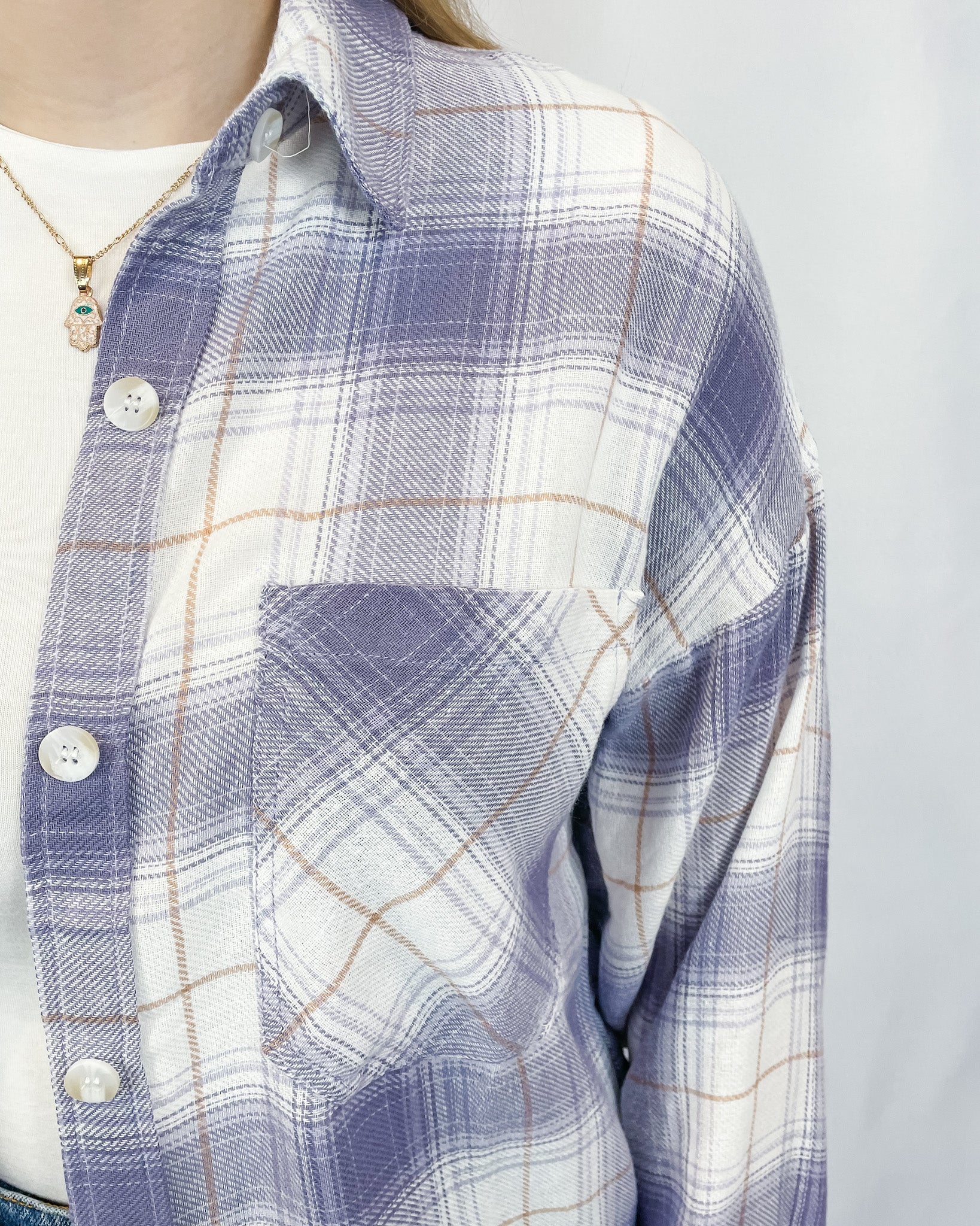 Lavender Haze Plaid Shirt - Lavender - Hope + Freya