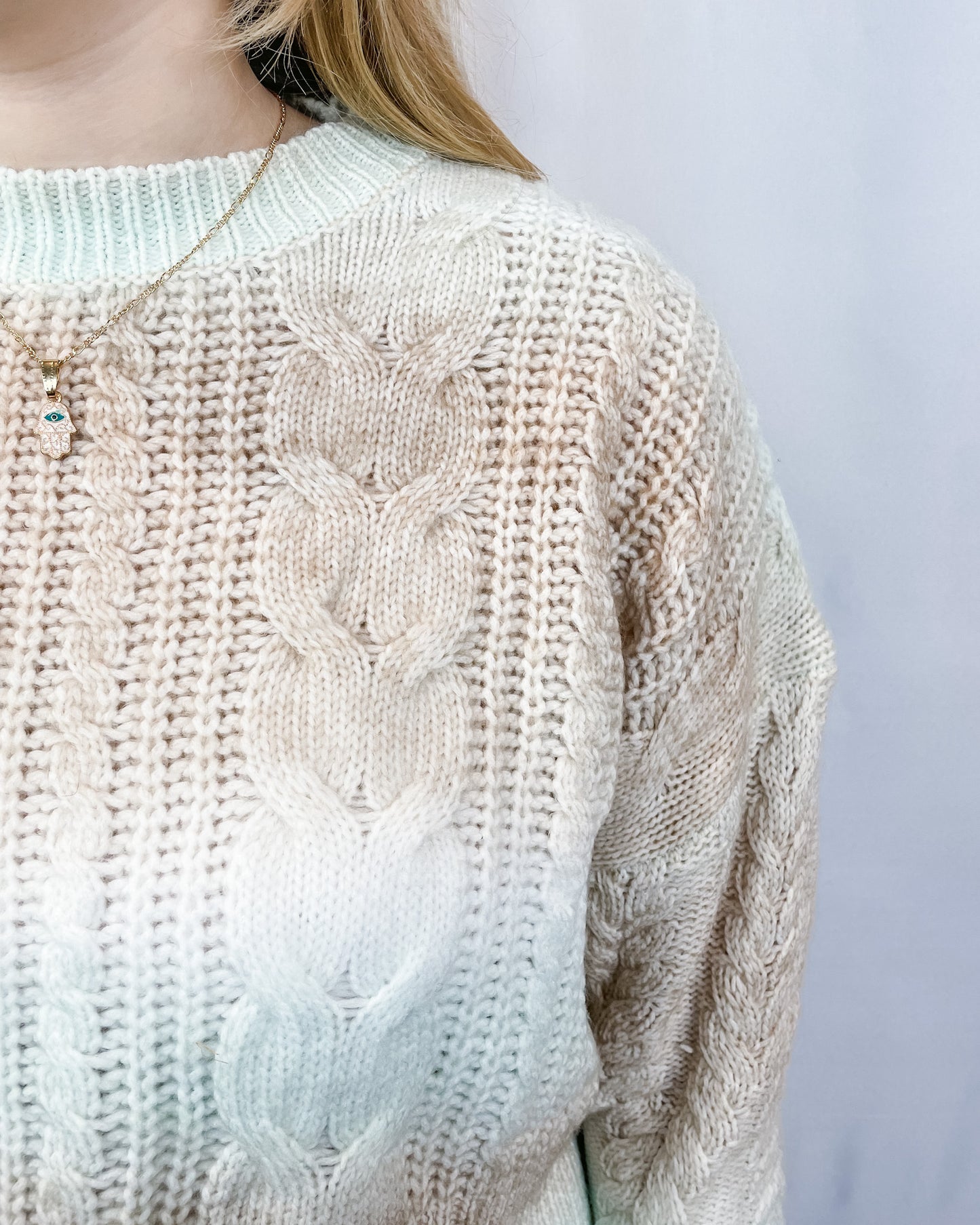 Gradient Cable Knit Sweater - Khaki - Hope + Freya