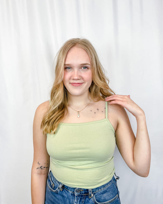 Not So Basic Square Neck Tank - Pastel Green - Hope + Freya