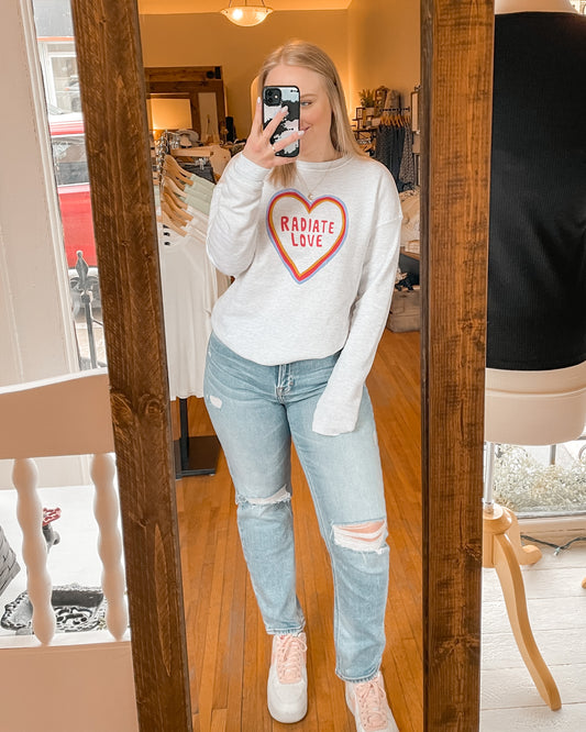 Radiate Love Crewneck Sweatshirt - White Heather - Hope + Freya