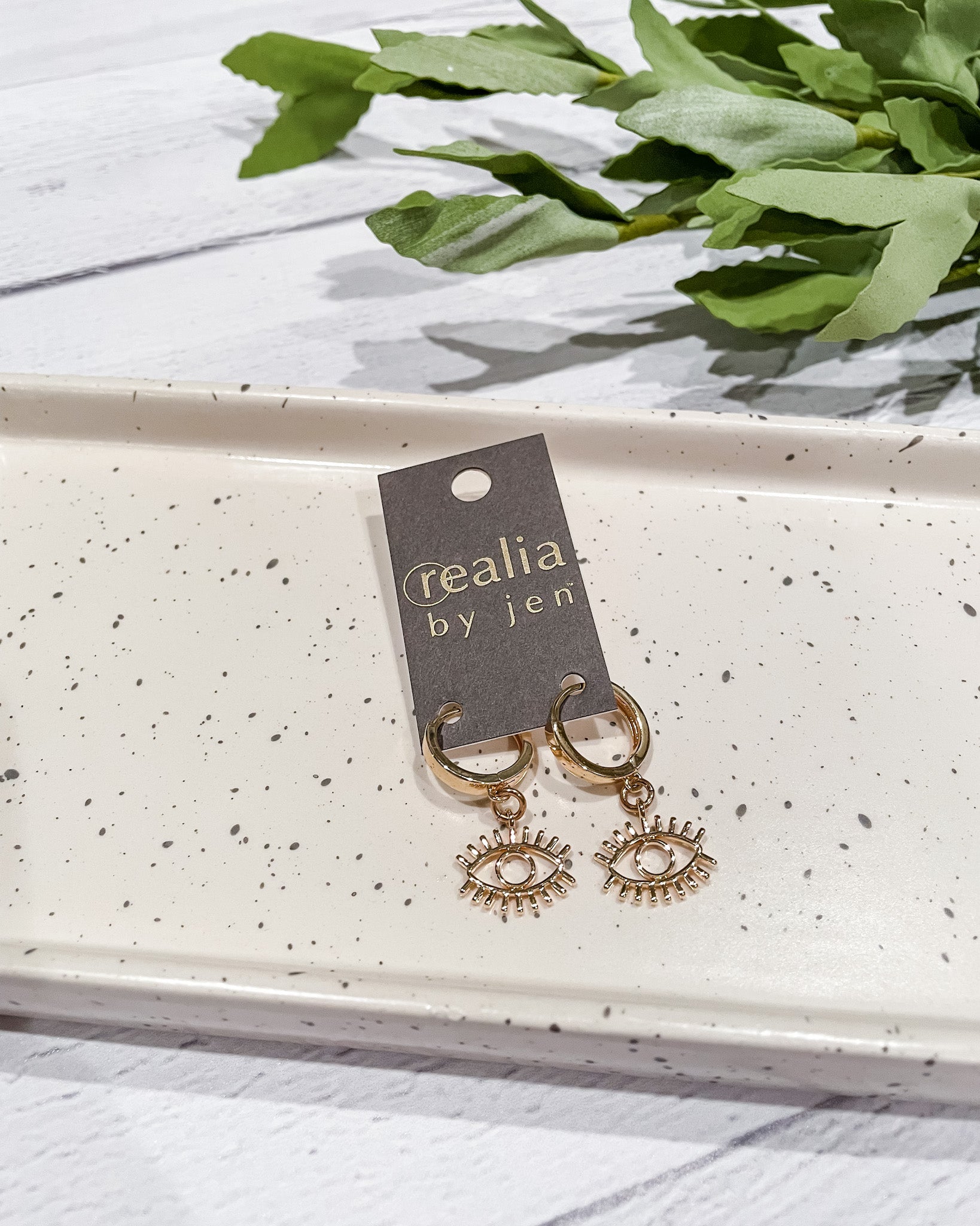 Realia by Jen Evil Eye Huggie Earrings - Hope + Freya