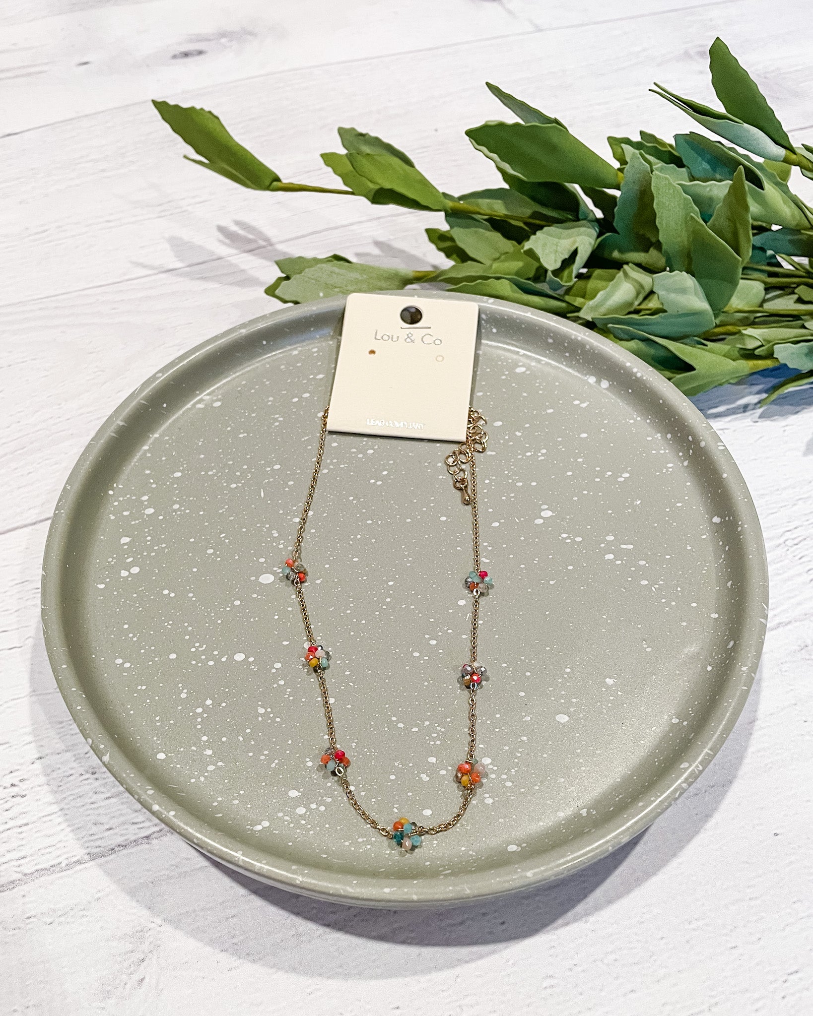 Dainty Beaded Flower Necklace - Multi - Hope + Freya