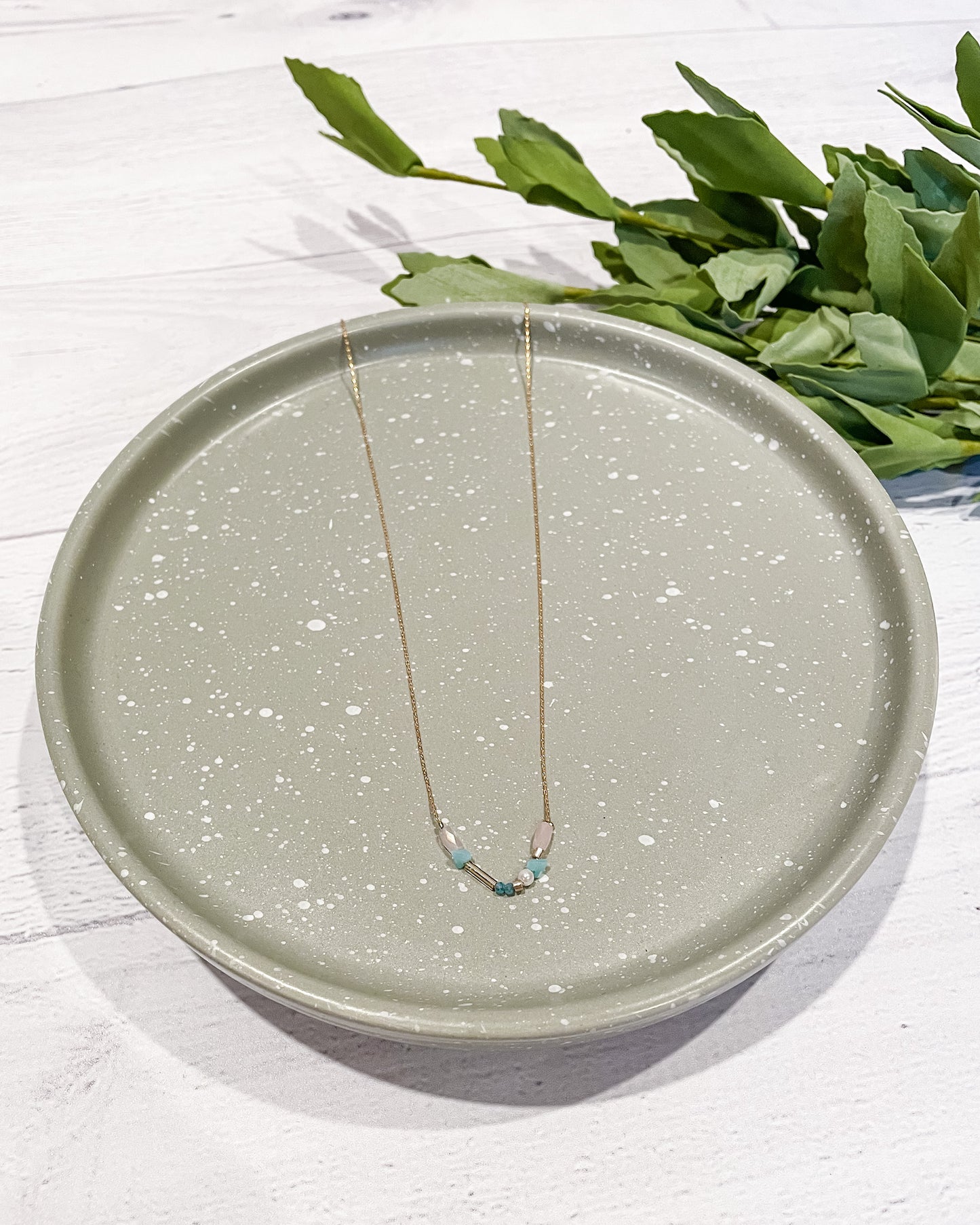 Dainty Blue Beaded Necklace - Hope + Freya