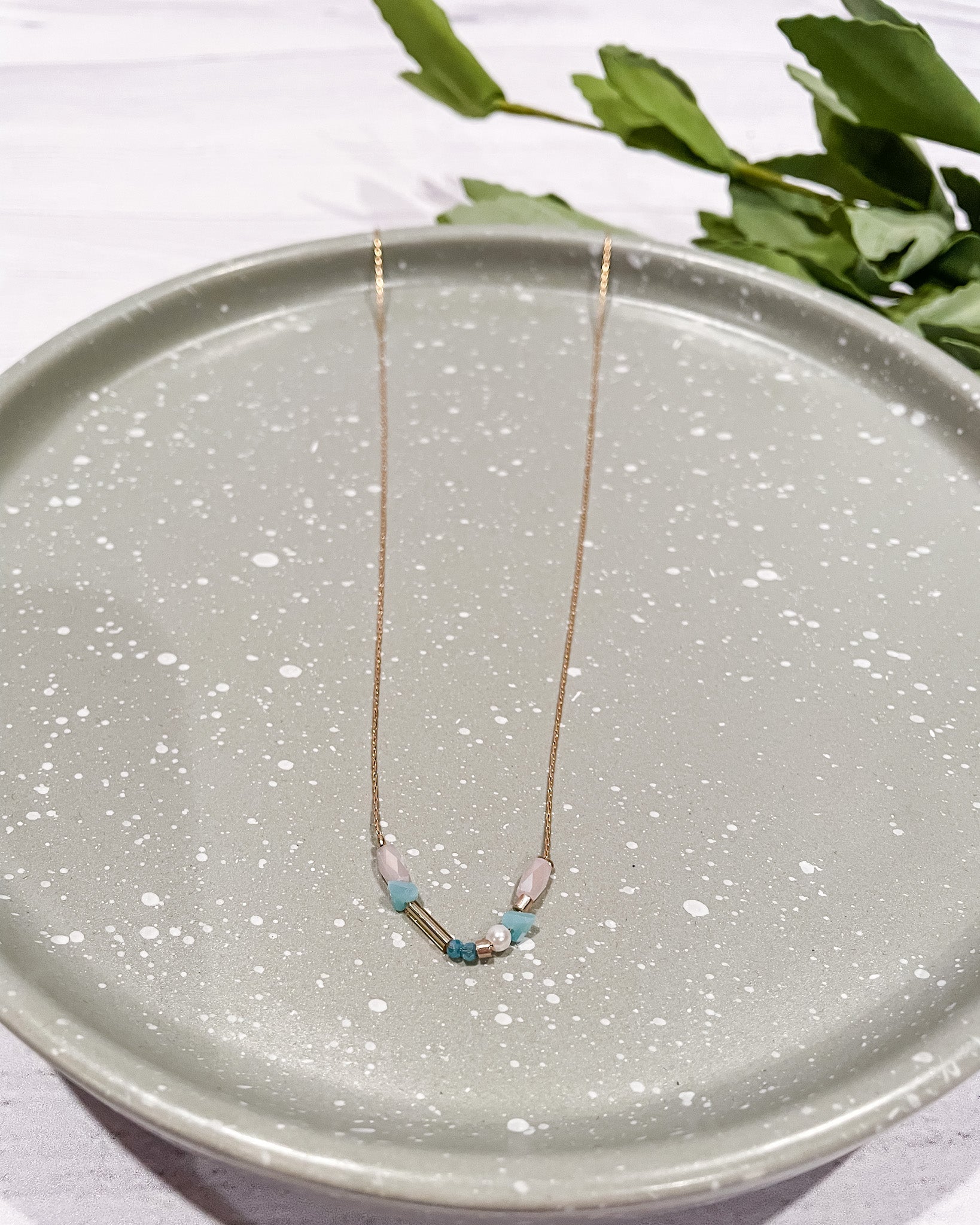 Dainty Blue Beaded Necklace - Hope + Freya