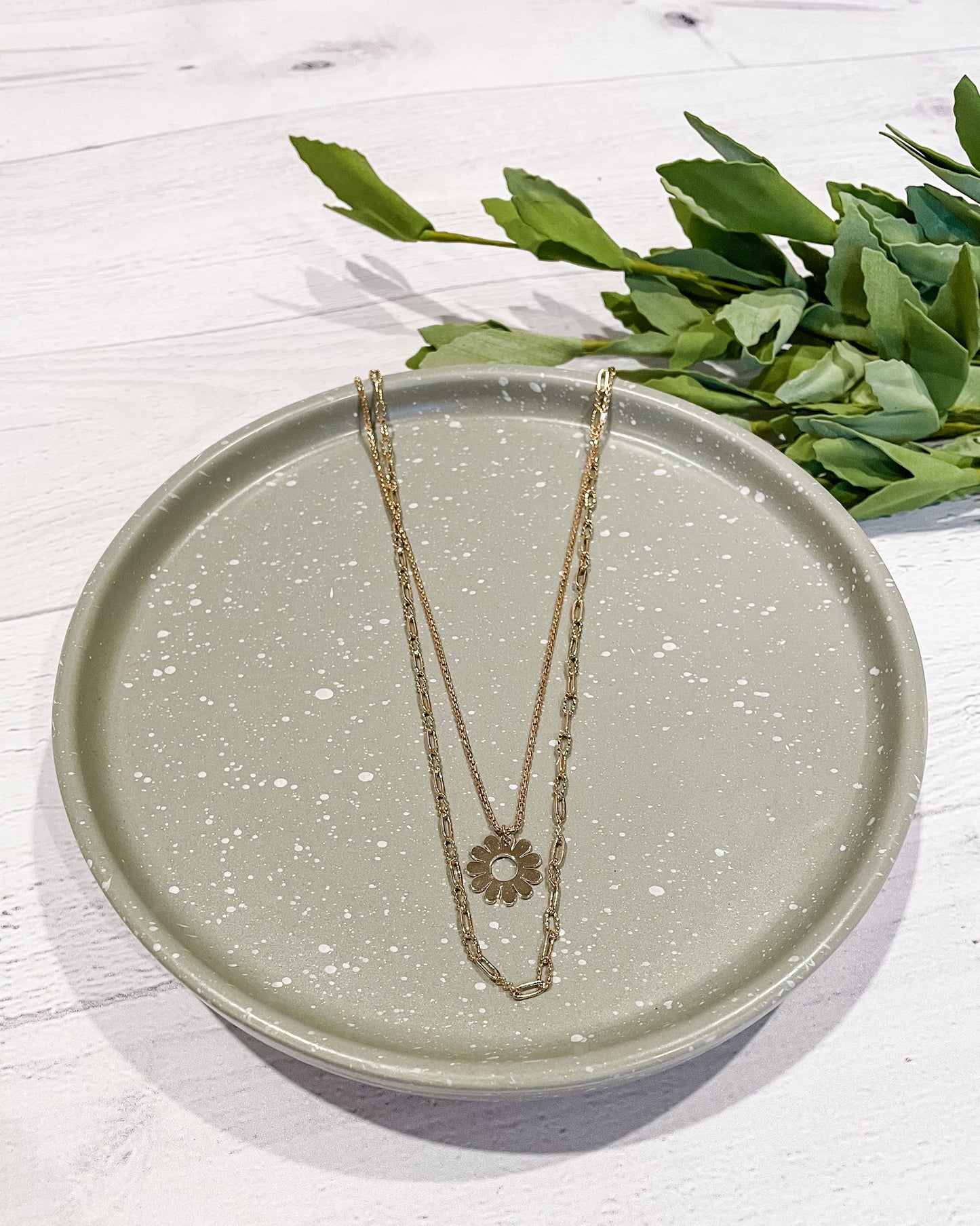 Double Layered Flower & Chain Necklace - Hope + Freya