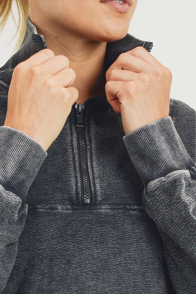 Half-Zip Mineral-Wash Pullover - Hope + Freya