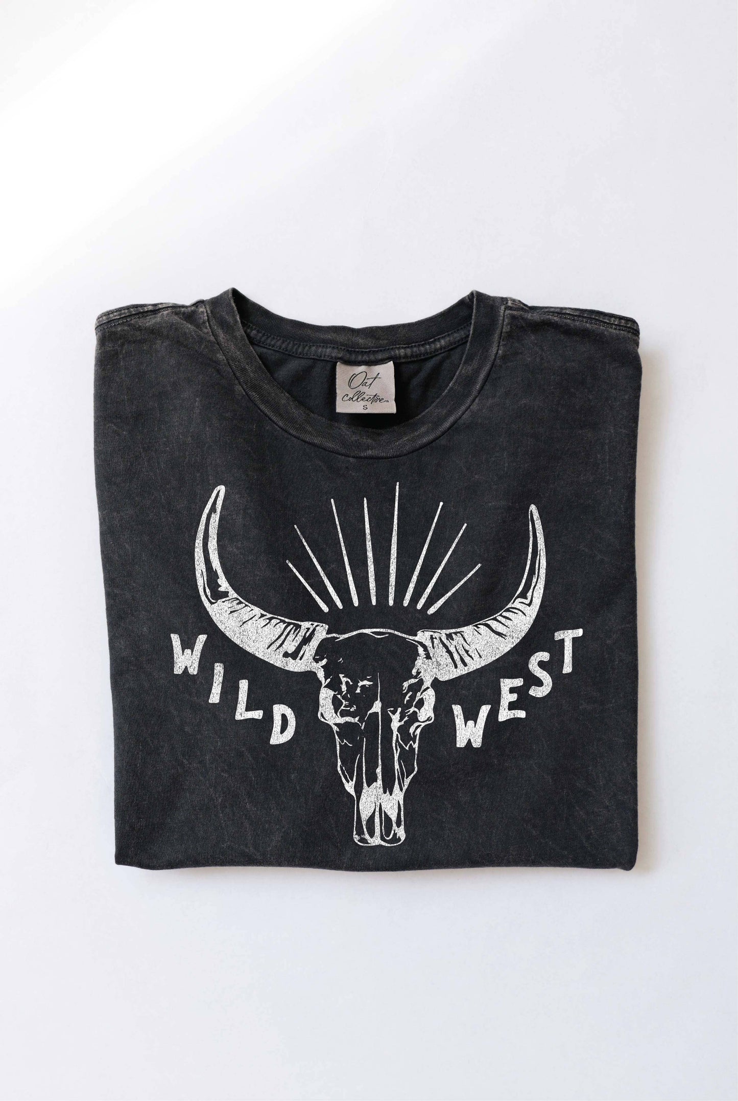 WILD WEST Mineral Washed Graphic Tee - Black - Hope + Freya