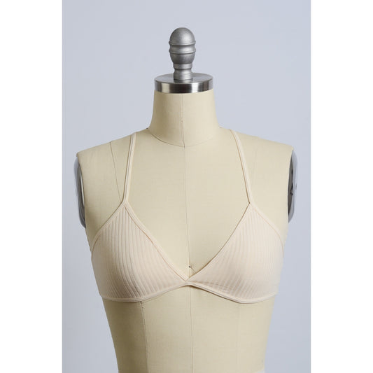 Rib Crossback Bralette - Beige - Hope + Freya